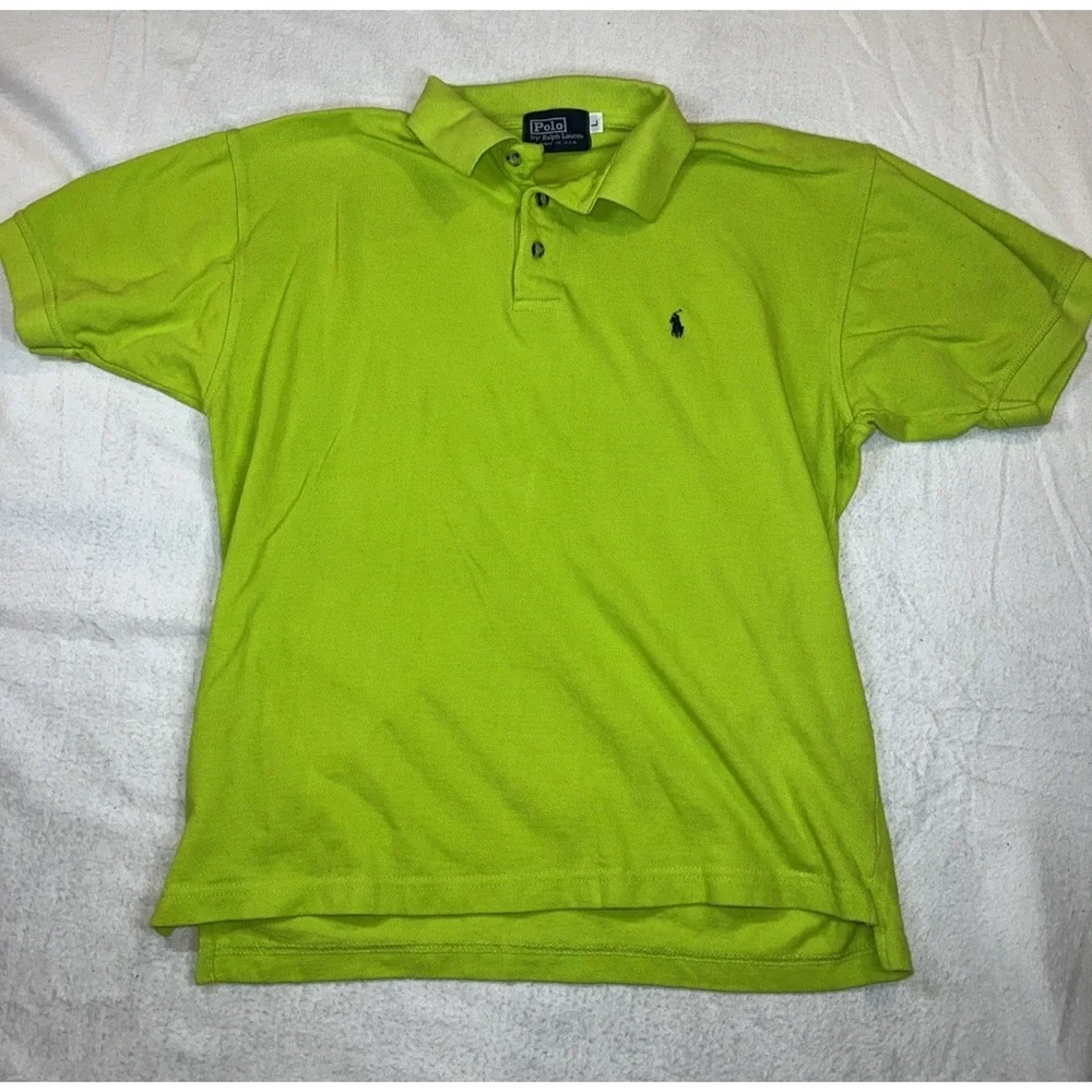 Polo Ralph Lauren Lime Green Short Sleeve Blue Pony Short Sleeve~Large